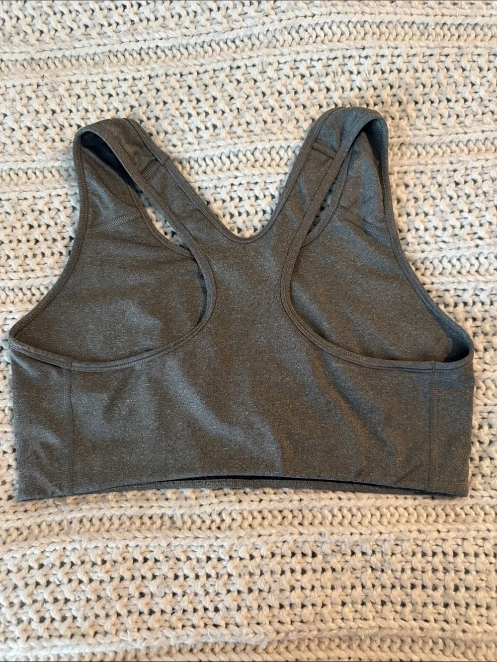 Nike Gray Racerback Sports Bra with Black Swoosh